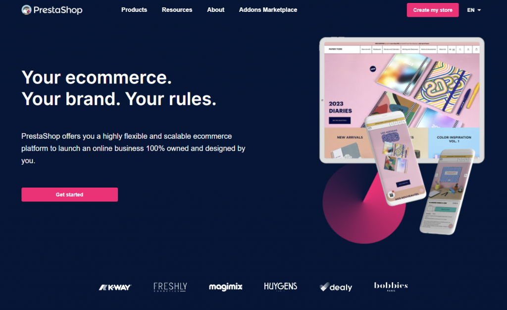 PrestaShop's homepage