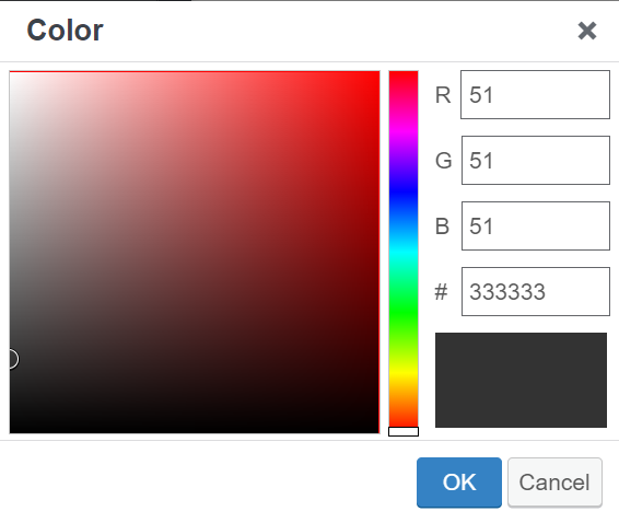 The Elementor's editor custom color window
