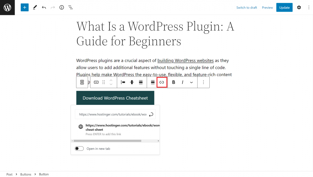 posts - How to use Add link pop up for a WordPress widget