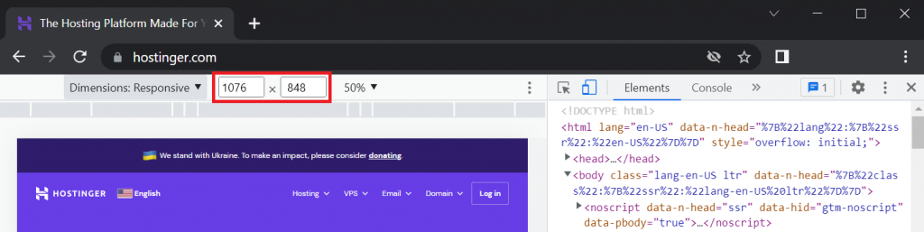 The custom resolution fields in Google DevTool