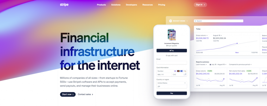 The official homepage of Stripe
