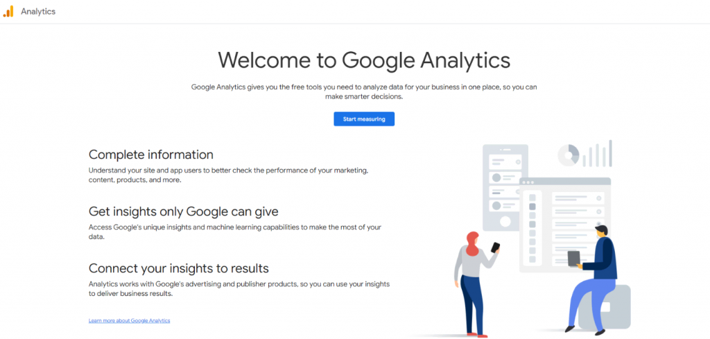 Google Analytics website homepage
