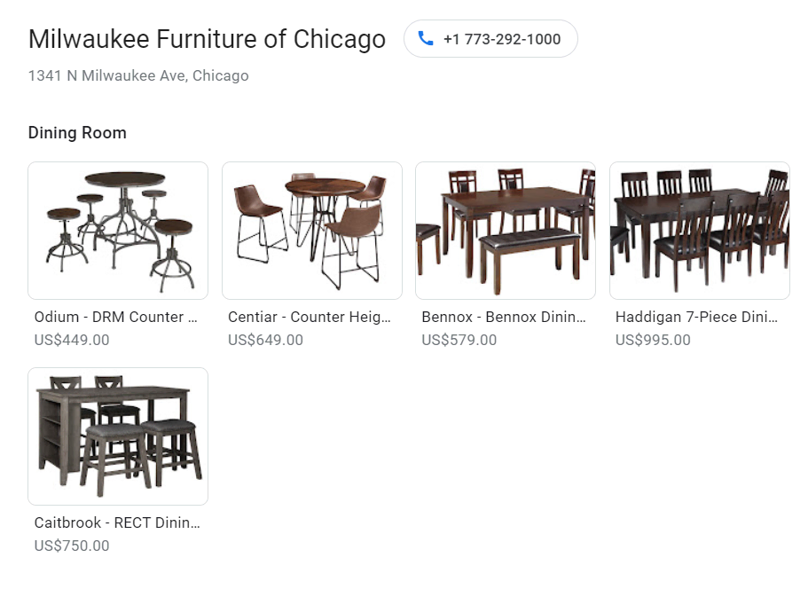 Milwaukee Furniture of Chicago's product catalog