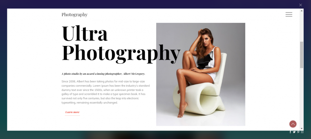 Ultra WordPress photography theme