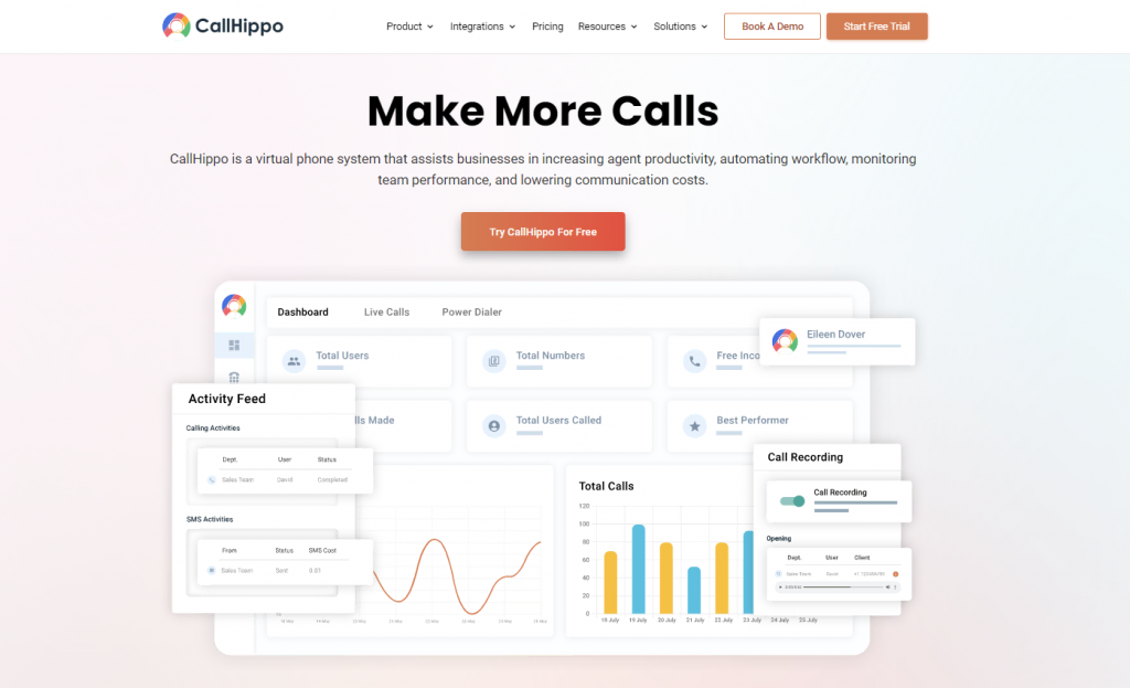 CallHippo's homepage