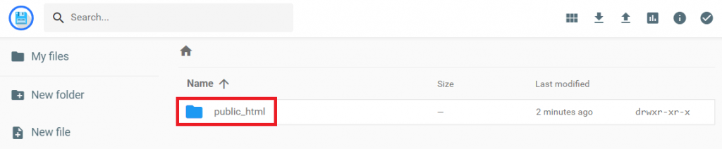 The public_html folder location in the File Manager