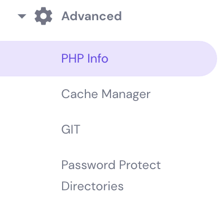 The PHP info under the Advanced section 