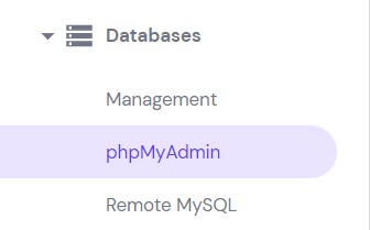 The phpMyAdmin button on hPanel