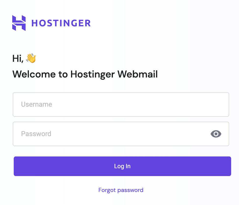 Hostinger's Webmail login page