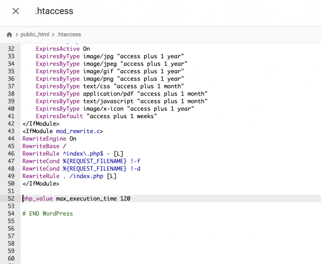 Increasing max_execution_time on .htaccess file