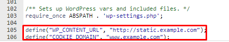 The wp-config.php file on the public_html directory, highlighting the scripts.