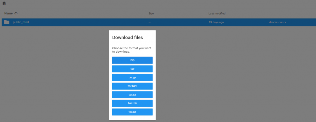 The Download files pop-up window on hPanel's File Manager