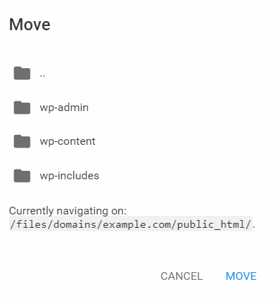 Setting up destination directory when moving files on file manager