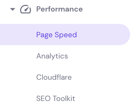 The Page Speed button on hPanel