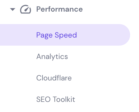 Page Speed section on hPanel