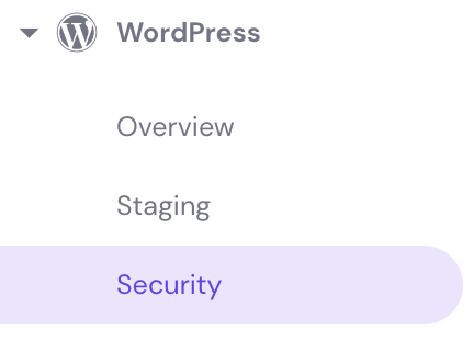 The WordPress security button on hPanel