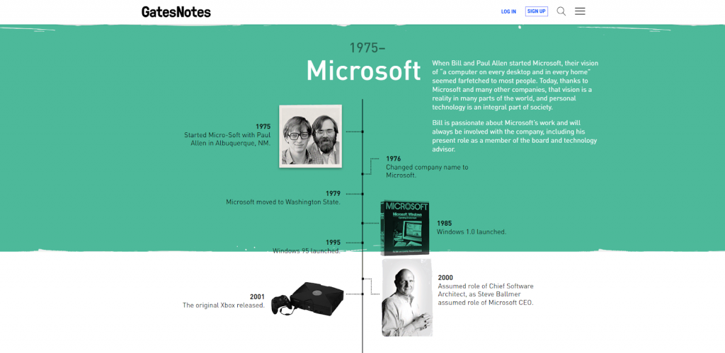 The About page of Bill Gates' website