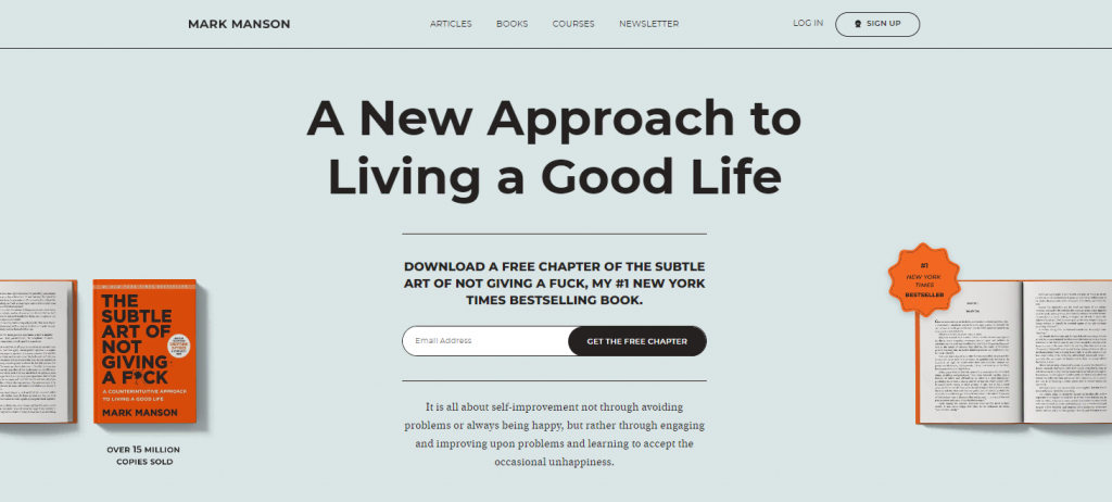 Mark Manson website homepage
