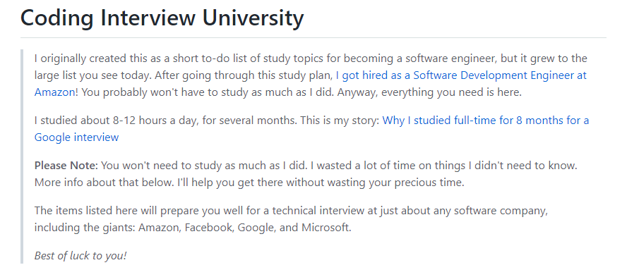  jwasham/coding-interview-university GitHub repository