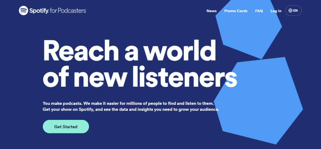 Spotify for Podcasters subdomain homepage