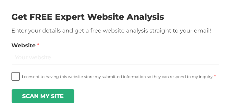 Contact form for WP AOS' free website analysis