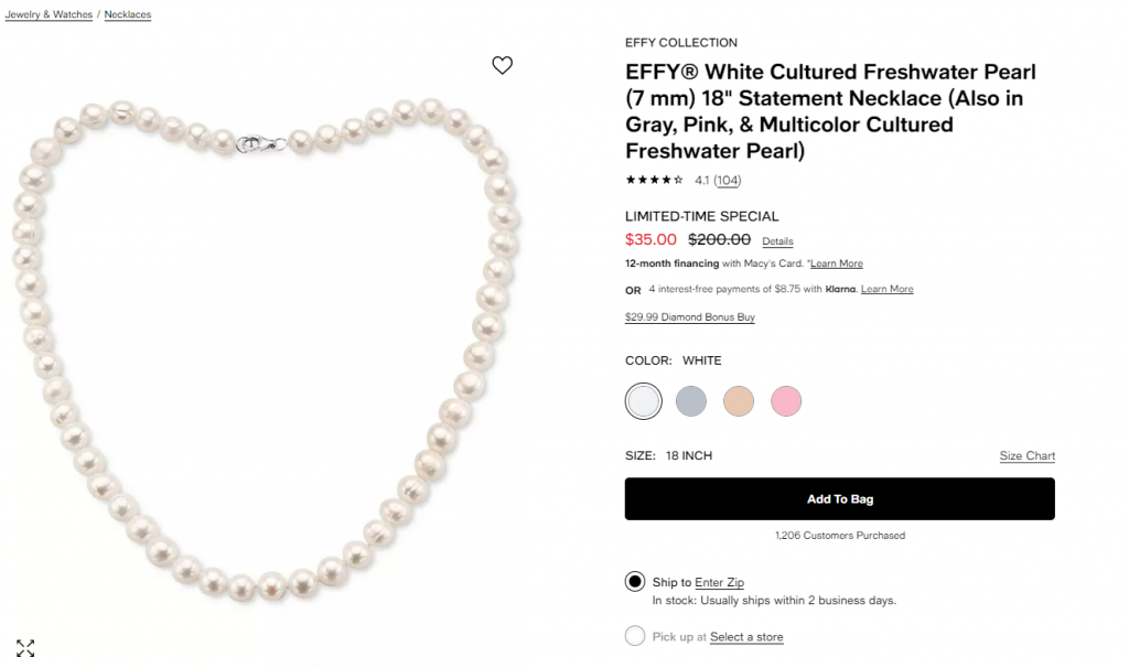 An example of a necklace to sell online
