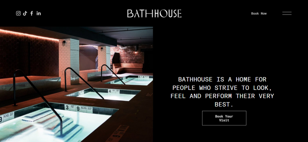 Bathhouse website homepage