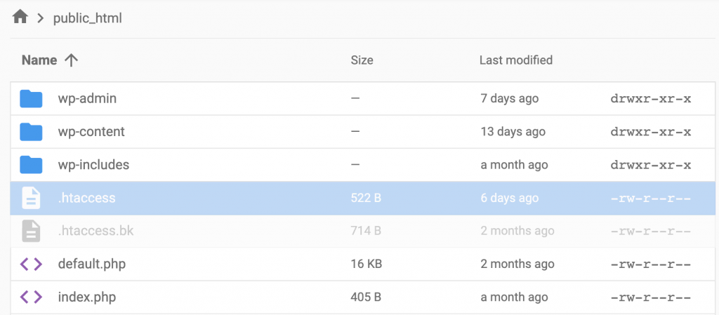 The .htaccess file in hPanel's public_html folder