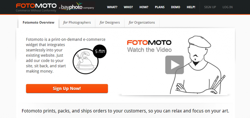 Fotomoto website homepage