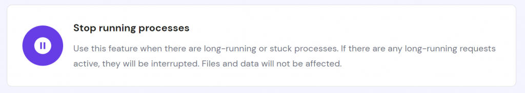 The stop running processes option on hPanel