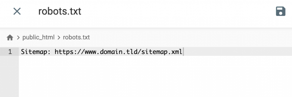 Adding a sitemap to the robots.txt file in hPanel