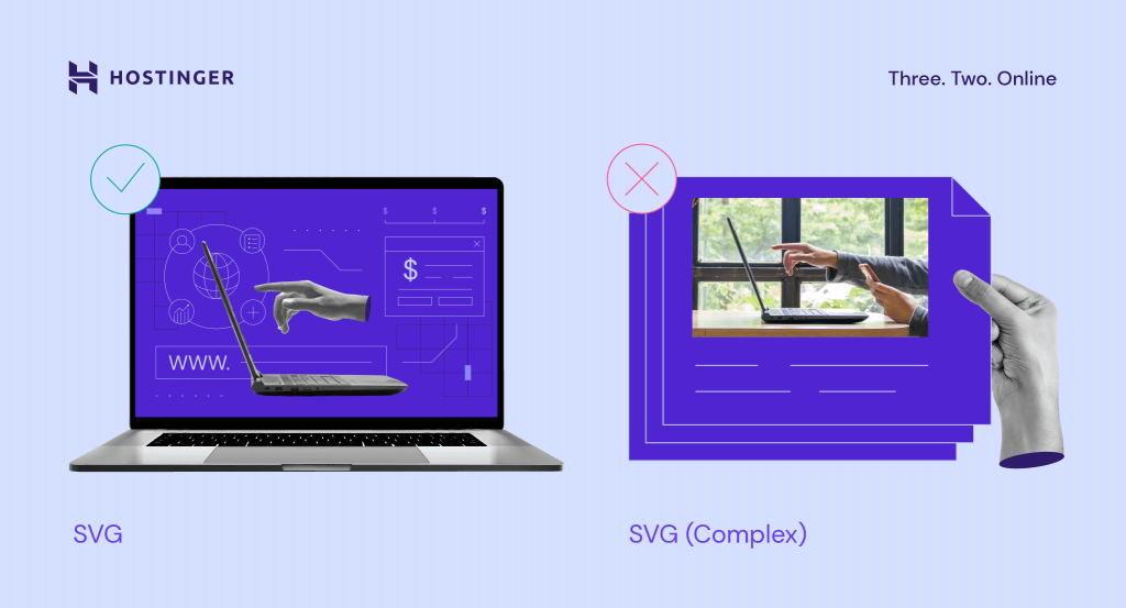 Side-by-side comparison of images in SVG and SVG complex.