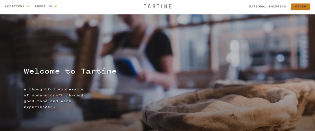 Tartine website homepage