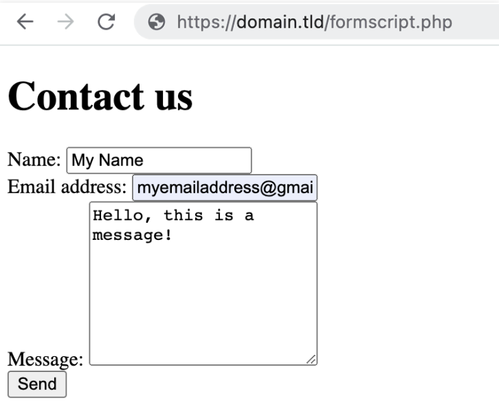 Contact Us form example