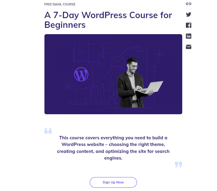 a free WordPress online course as a lead magnet