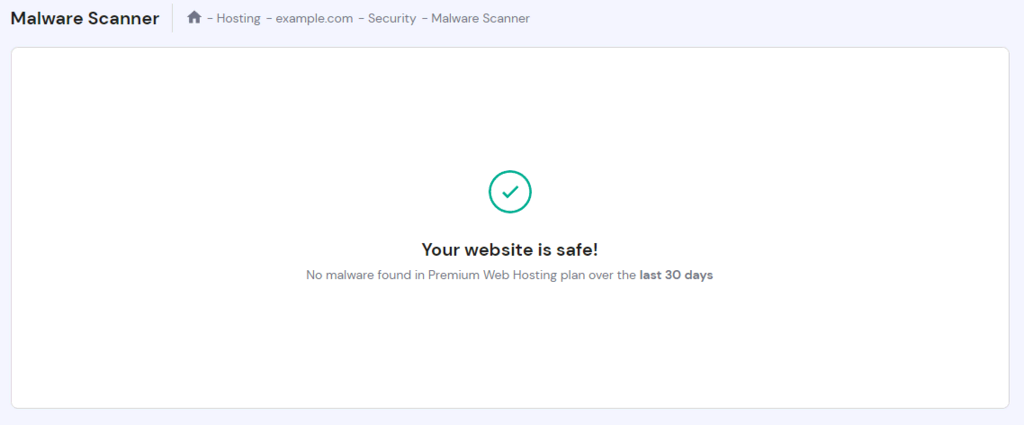 Malware scanner tool in hPanel