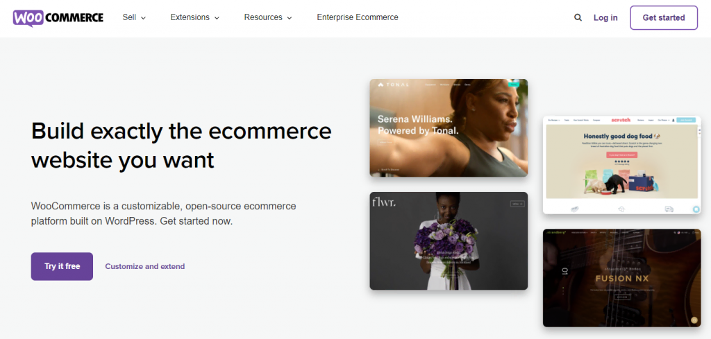 WooCommerce's, a free plugin to build an eCommerce website on WordPress, homepage