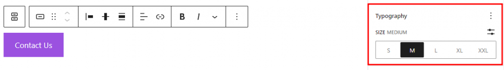 Button typography settings