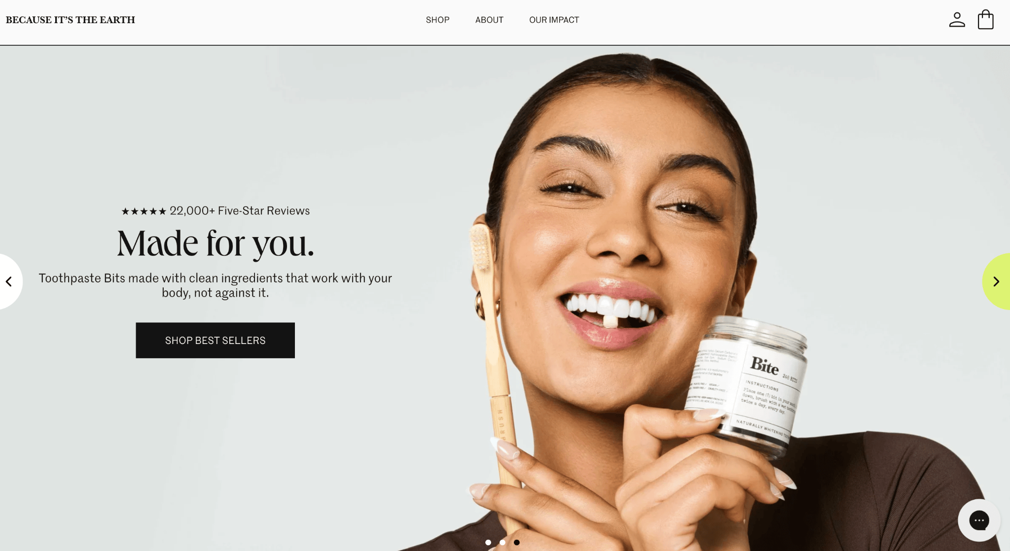 Homepage of Toothpaste Bits and ecommerce website example