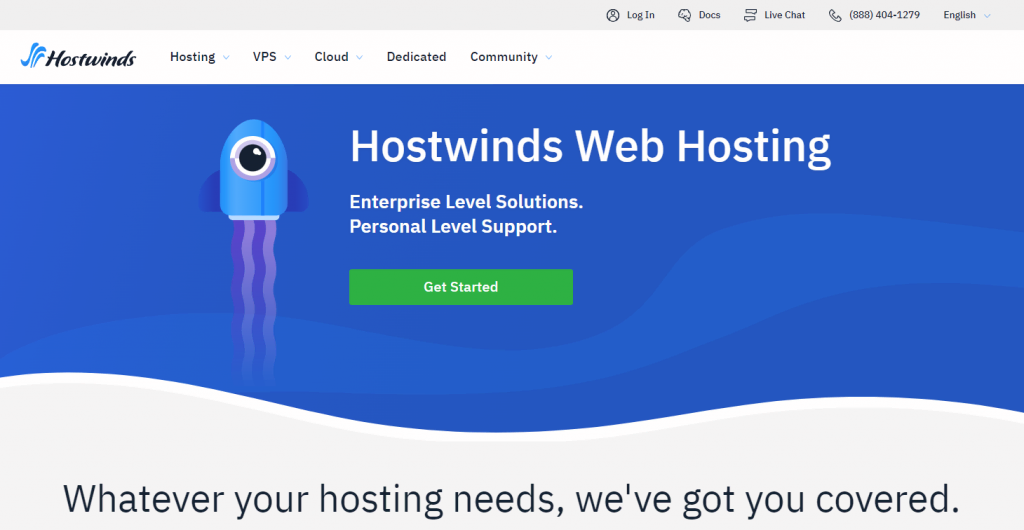 Hostwinds website landing page