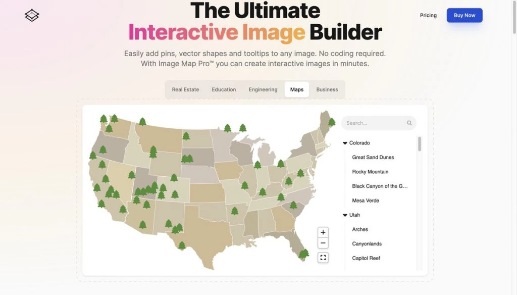 Homepage of Image Map Pro plugin website