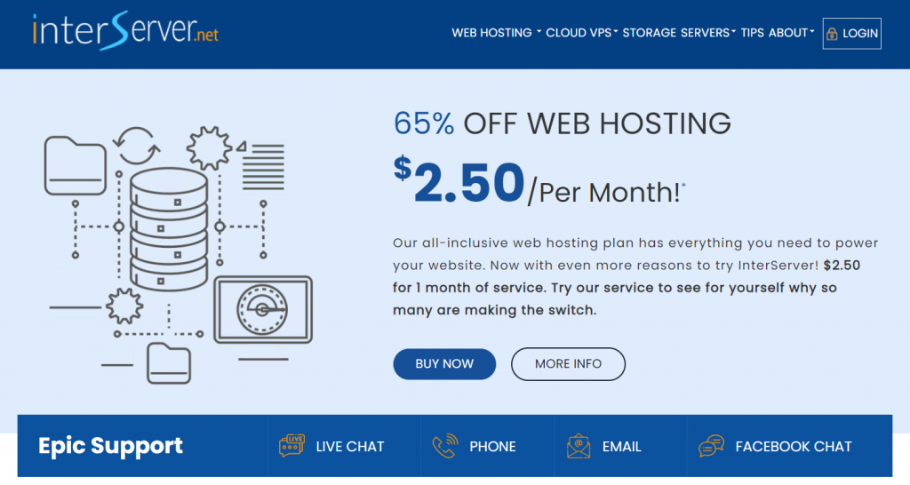 InterServer website landing page
