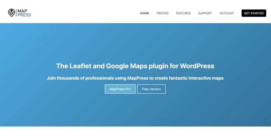 Homepage of MapPress Maps for WordPress plugin