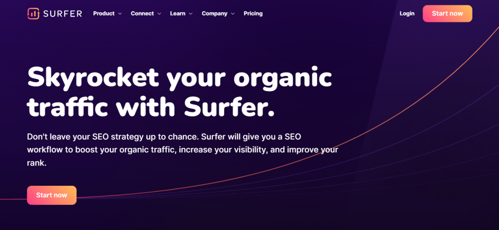 Surfer SEO website landing page