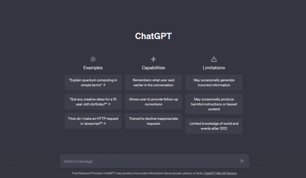 ChatGPT's interface