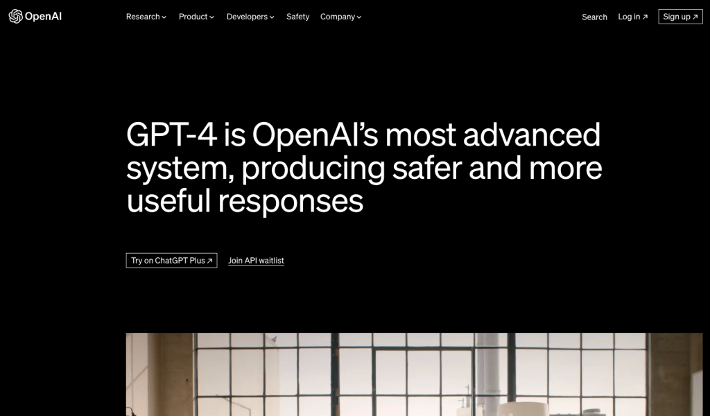 ChatGPT-4 landing page