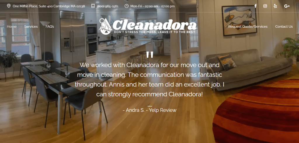 Cleanadora website homepage