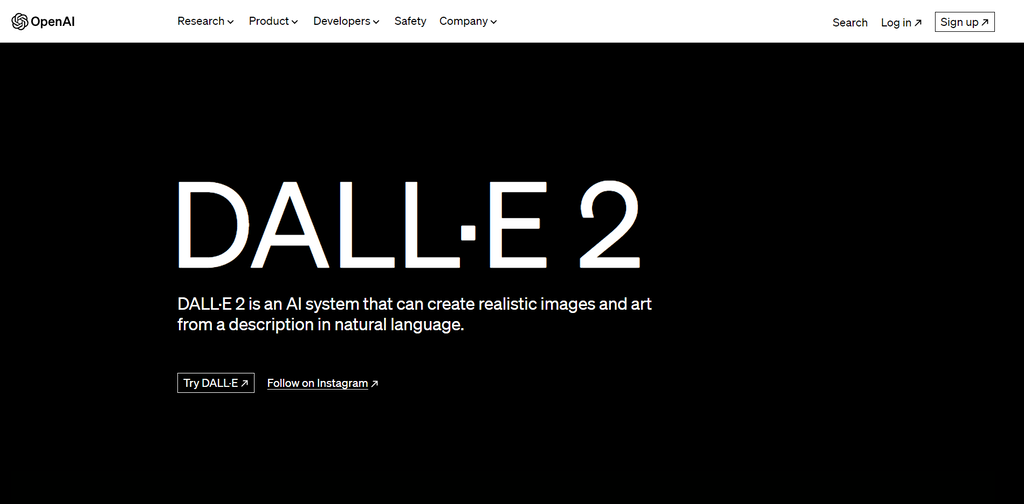 Homepage of DALL-E, an AI image generator