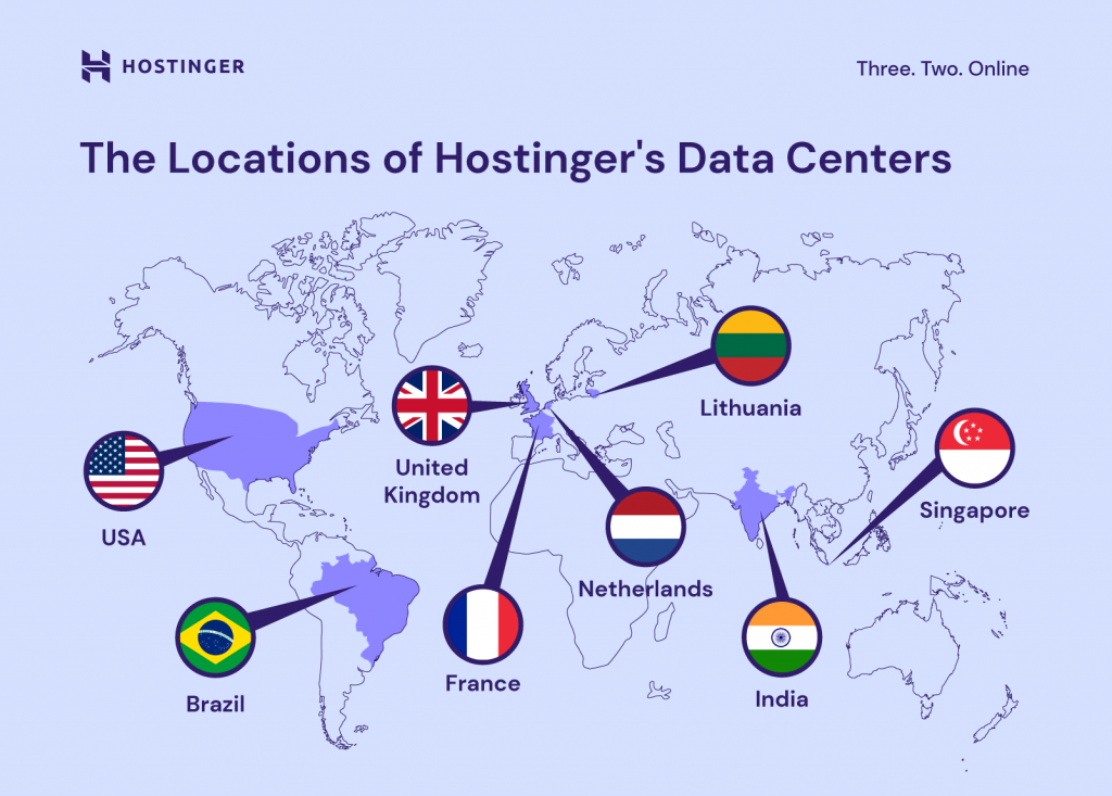 The location of Hostinger's data centers
