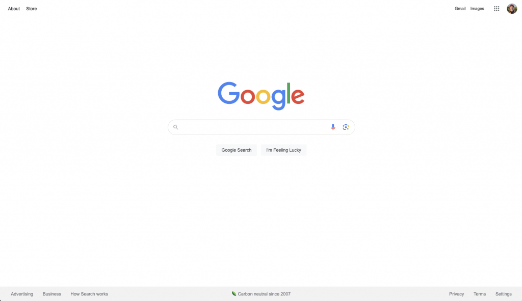 Google landing page